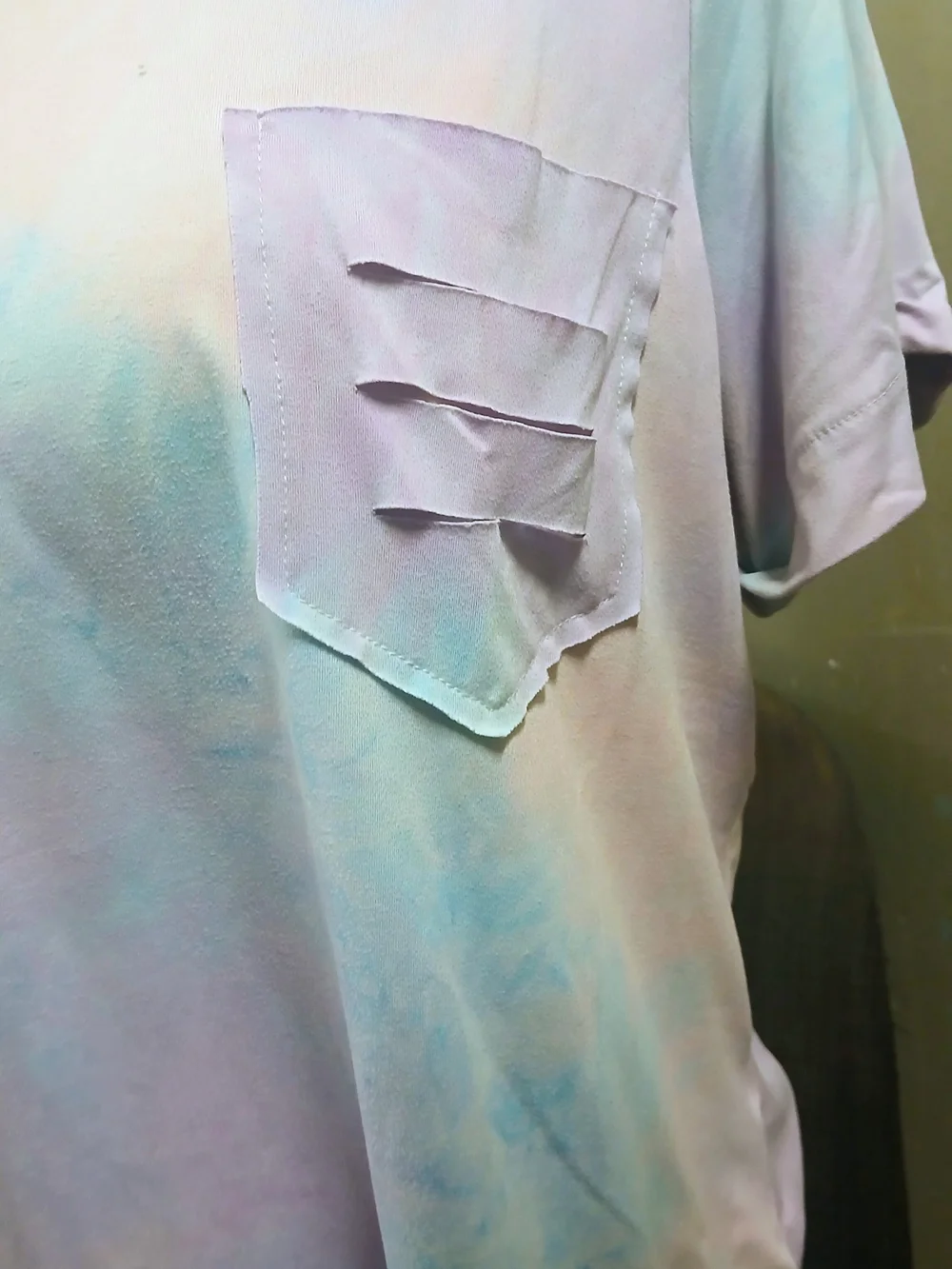 SHEIN Pastel Multicolor V-Neck Pocket Tee